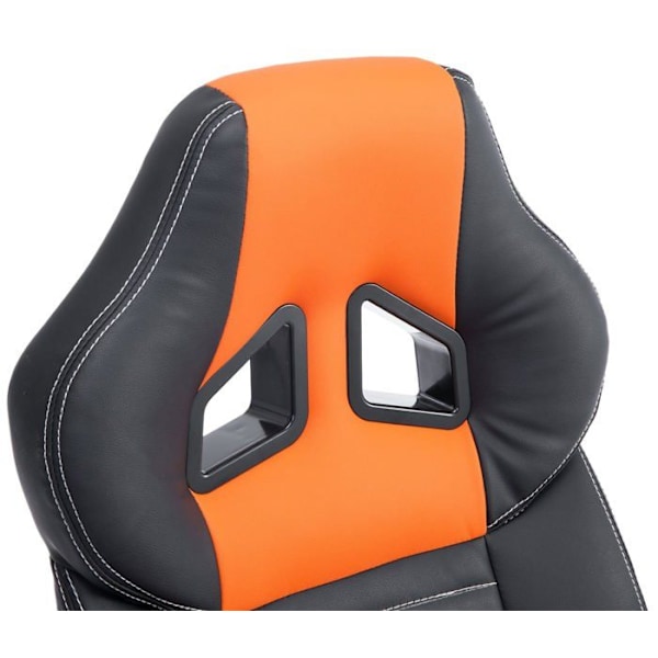 Gaming kontorstol med hjul, vippefunktion i sort/orange PVC og plastik 10_0002599 Svart