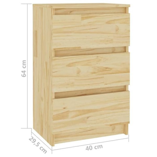 2 kpl yöpöytiä, joissa 3 laatikkoa 40 x 29,5 x 64 cm käsittelemätöntä mäntyä DEC034752 kastanj