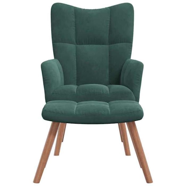 Moderne design lounge stol med fodskammel i mørkegrønt velour DEC026555 Grön