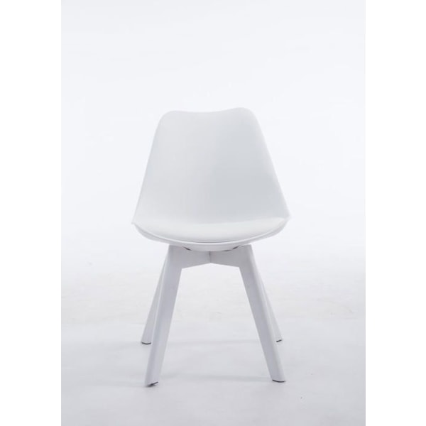 Spisestol x1 skandinavisk design i PVC og hvid plast med 4 ben i hvidt træ 10_0003310 Vit