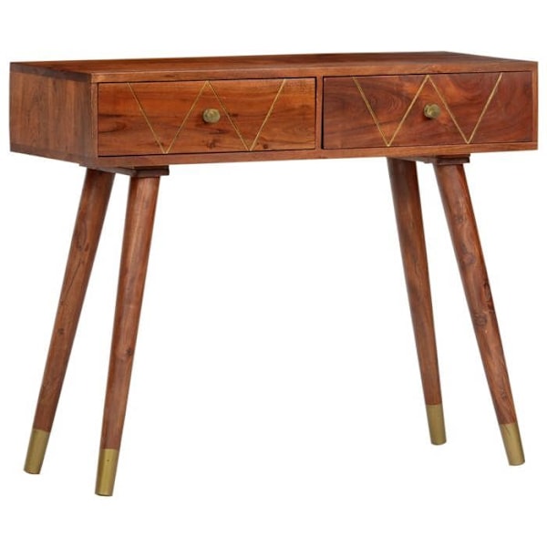 Modern entrékonsole med lådor 90 x 35 x 76 cm acaciaträ i honungbrun färg DEC031593 kastanj