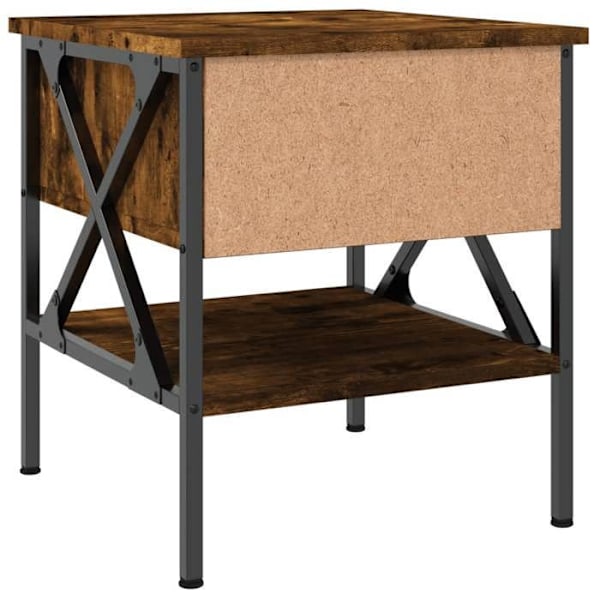 Sæt af 2 natbord med skuffe og hylde 40 x 42 x 45 cm i brunt ingeniørtræ og metal DEC035129 kastanj