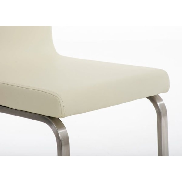 Stol til spisestue x1 moderne design i creme PVC med støtte i rustfrit stål 10_0001990 Grädde