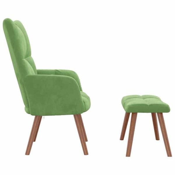 Moderne design lounge stol med fodskammel i lysegrønt fløjl DEC026550 Grön