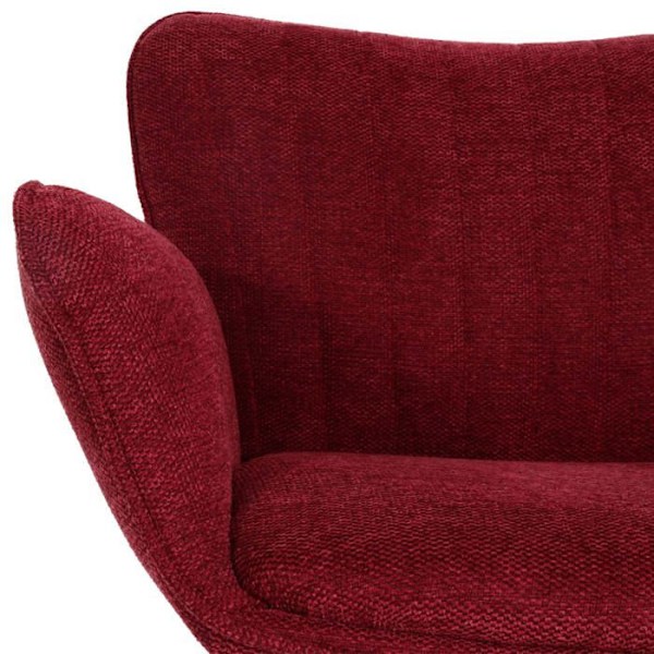 Barstol x1 med drejefunktion, armlæn og roterende fodstøtte i mørkebordeaux stof, sort metalbase 04_0008588 Bordeaux