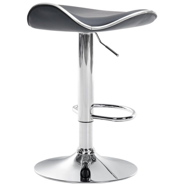 Barstol x1 ergonomisk sits i grå PVC med fot i trumpetform i metall med kromfinish 10_0005381 Grå