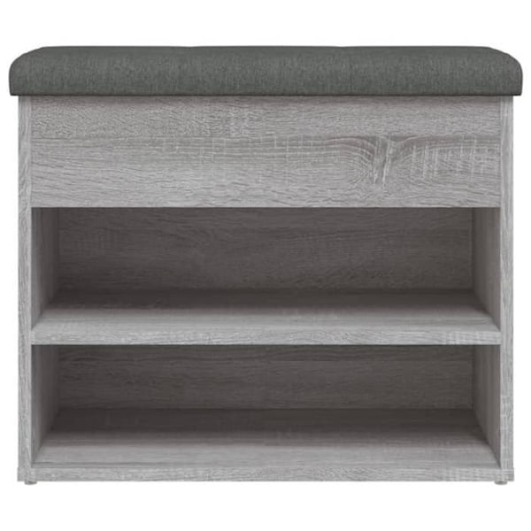 Opbevaringsbænk til sko i sonoma grå 62 x 32 x 50 cm i ingeniørtræ DEC024941 Brun