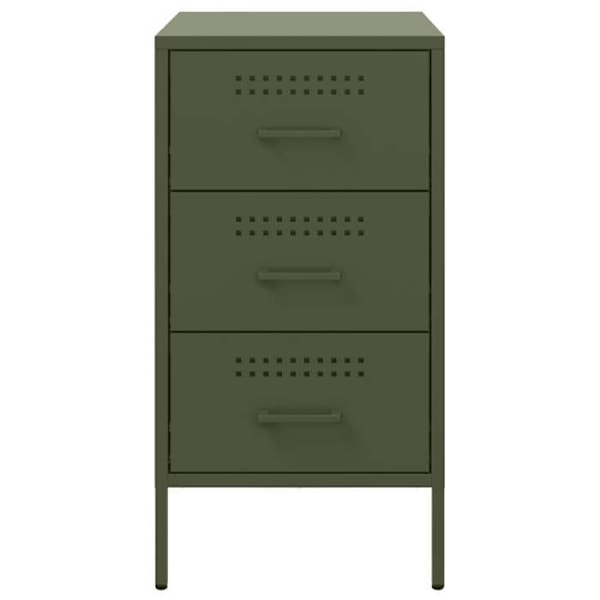 Set av 2 sängbord med 3 lådor 36 x 39 x 68 cm grön stål DEC035773 Grön