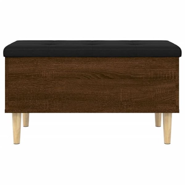 Bänk bänk för förvaring med svart sittkudde 82 x 42 x 46 cm ingenjörsträ färg ekbrun DEC024745 kastanj