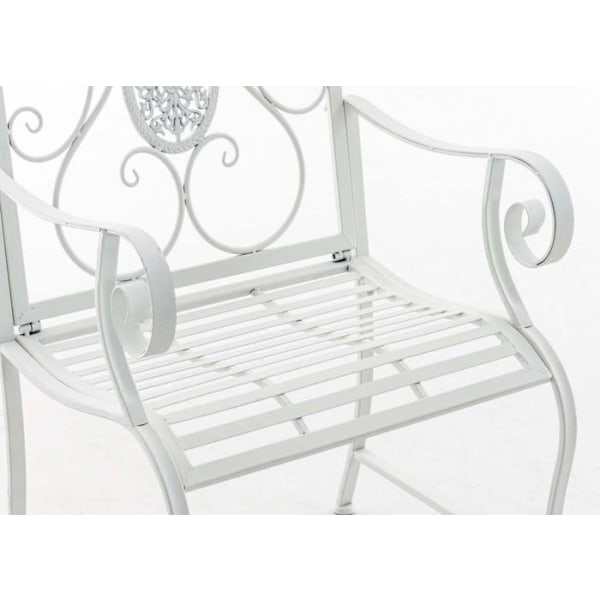 Havemøbel til balkon terrasse med armlæn design rustikt i hvid metal 10_0003027 Vit