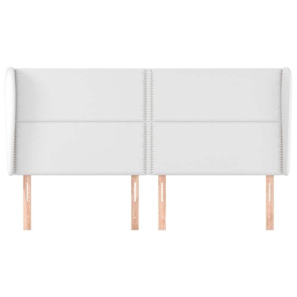 Hovedgærde til soveværelse med sidelæbe 203 x 23 x 118/128 cm syntetisk hvid TDL0205780 Vit
