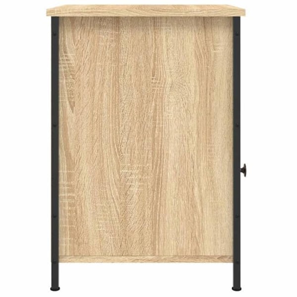 Yötaulukko, jossa on laatikko ja ovi-kompartimentti, mitat 40 x 42 x 60 cm, insinööri-puuta tammivärissä ja rautaa. DEC033870 kastanj