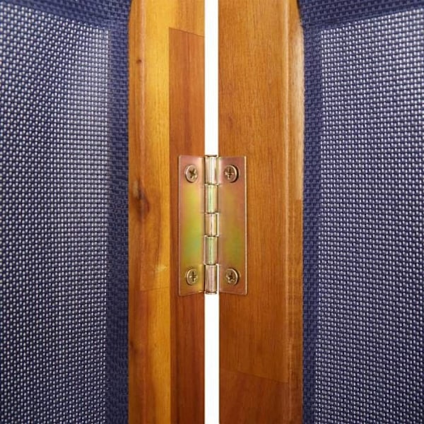 Paravent separator af rum med 3 paneler 210 x 180 cm textilene blå og træ DEC030761 Blå