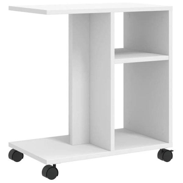 Sidebord til stuen på hjul 50 x 30 x 55 cm hvidt ingeniørtræ DEC032324 Vit