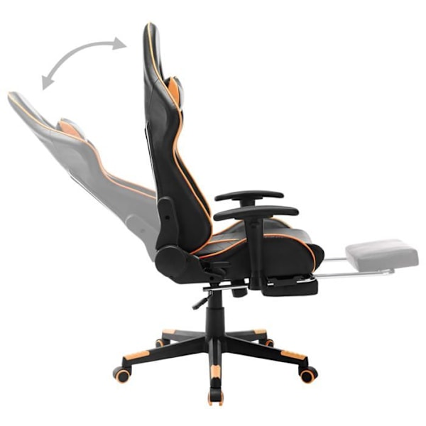 Kontorstol gaming med hjul og fodstøtte i sort og orange PVC DEC025783 Svart