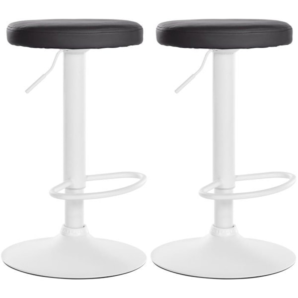 Barstolar - Décoshop26 - TDB10682 - Set med 2 - Höj- och sänkbart - Modern design Vit