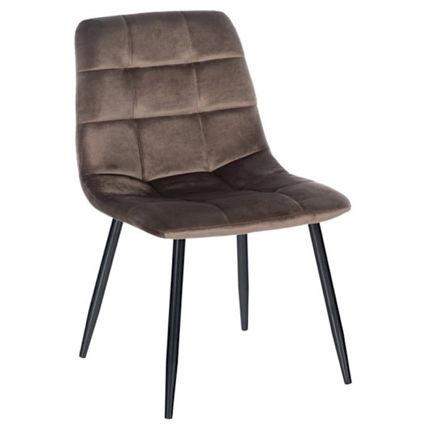 Spisestuestol x1 firkantede syninger i brun velour med sorte metalben 10_0001962 kastanj