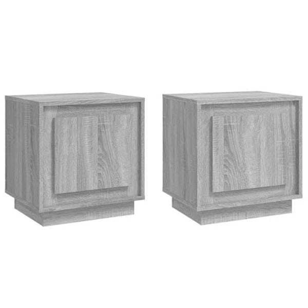 Set med 2 sängbord med fack med dörr 44 x 35 x 45cm ingenjörsträ grå DEC035741 kastanj