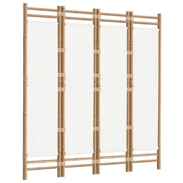 Breda separationsvägg vikbar 4 paneler 160 cm bambu och cremefärgad duk DEC031189 Grädde