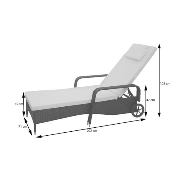 Klassisk vilstol - AVSLAPPNING - Poly rattan brun - Beige skydd - Aluminium - 1 person Brun, Beige