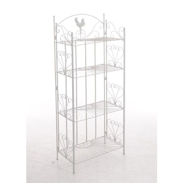 Opbevaringshylde til planter, møbel til terrasse, balkon, stue i hvid metal 10_0003722 Vit