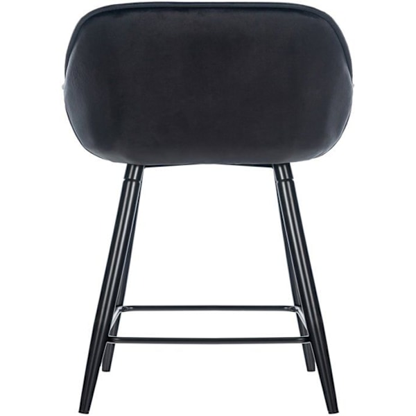 Barstol høj x1 sæde med tufted effekt i sort velour og sort metal 10_0004891 Metall