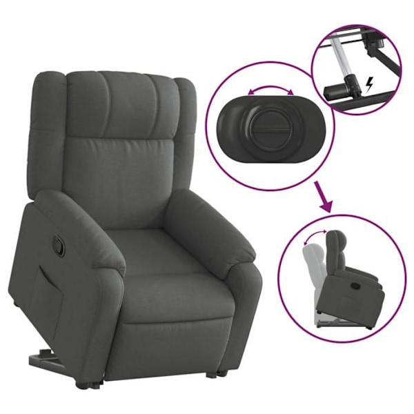 Fauteuil relax TV med komfortabel polstring og elektrisk løftefunktion i mørkegrå stof DEC027932 Grå