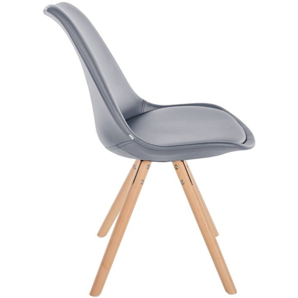 Matstol x1 skandinavisk stil med grå PVC-sits och runda ben i ljust trä 10_0001435 kastanj