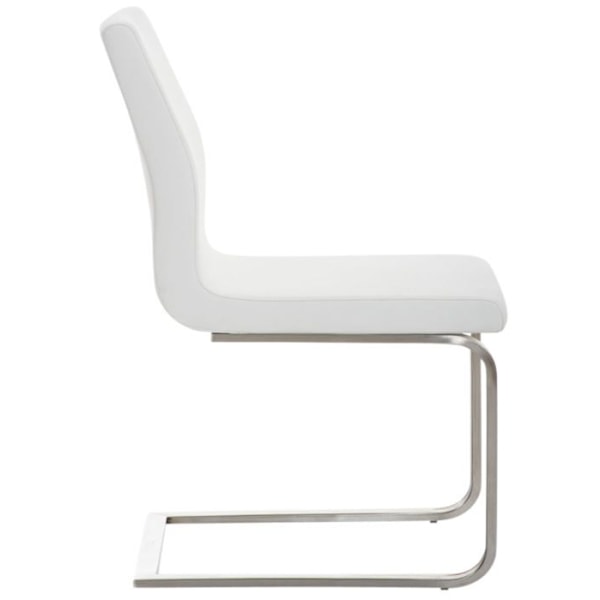 Sæt af 2 spisebordsstole i cantilever-stil i hvid PVC med bæltestel i rustfrit stål 10_0001596 Vit