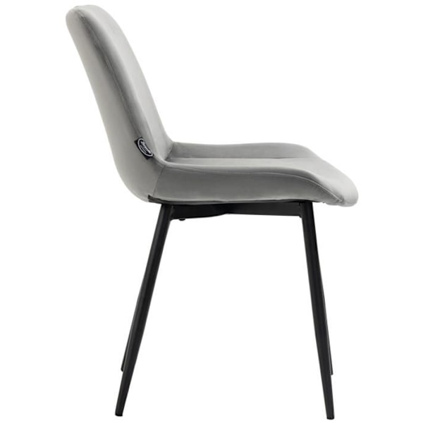 Pakke med 4 moderne og komfortable spisebordsstole i grå velour og mat sort metal 10_0001843 Grå