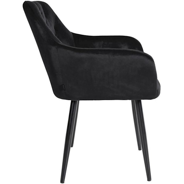 Set med 2 moderna, designade middagsstolar med vadderad sits i svart sammet 10_0001632 Svart