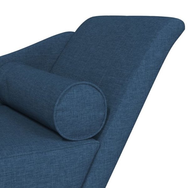 Meridienne chaise longue til indendørs brug med puder i blåt stof DEC026061 Blå