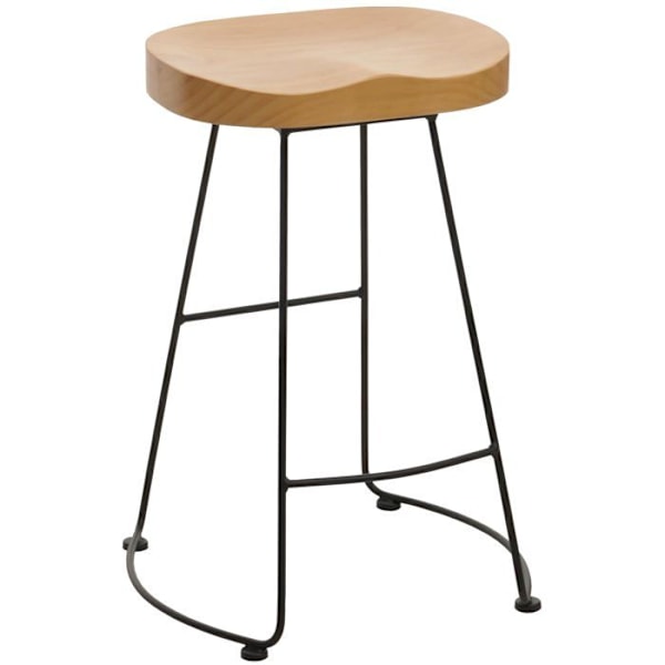 Barstol x1 med fodstøtte i industriel design i metal og træ 04_0008592 kastanj