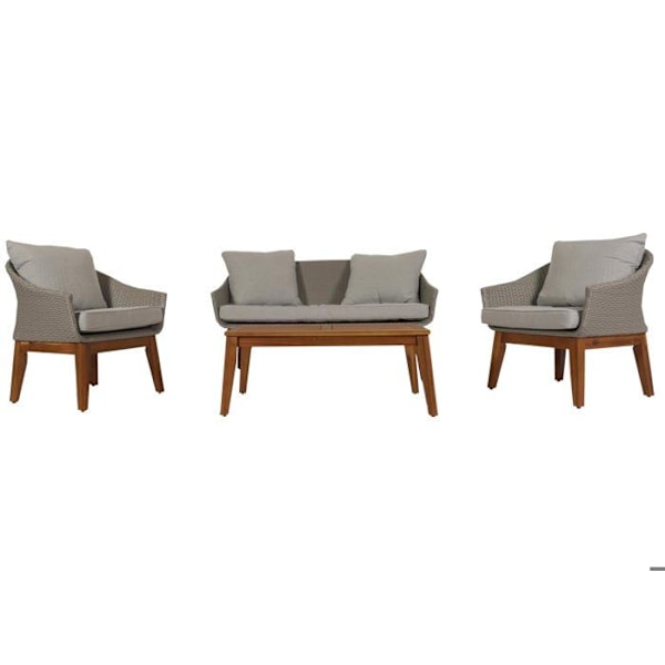 Haveabord med sofa, stole og bord i polyrotin og akacietræ med grå puder 04_0008323 kastanj
