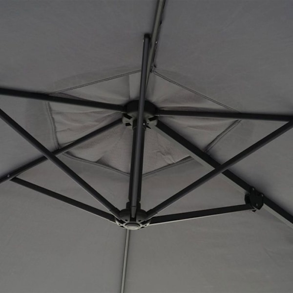 Parasol mural til balkon terrasse med hældbar mast 3m polyester aluminium/stål 9kg farve grå