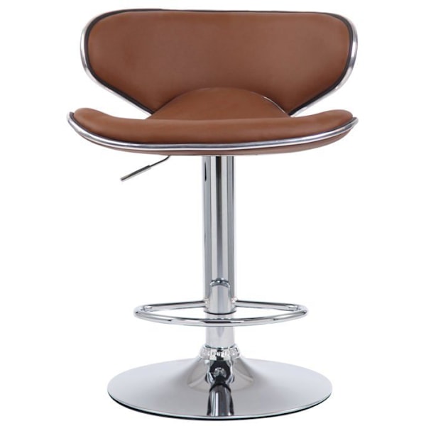 Set med 2 snurrbara barstolar i modernt design i ljusbrun PVC med stöd i kromat metall 10_0004264 kastanj