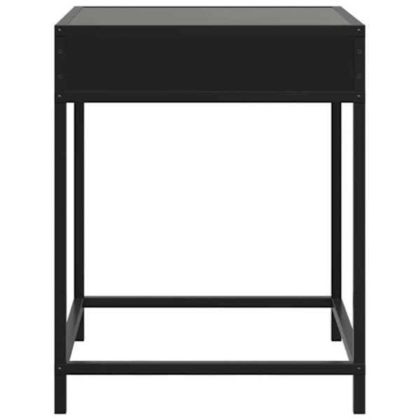 Natbord med LED-spejl 40 x 40 x 51 cm sort ingeniørtræ glas og stål DEC033159 kastanj