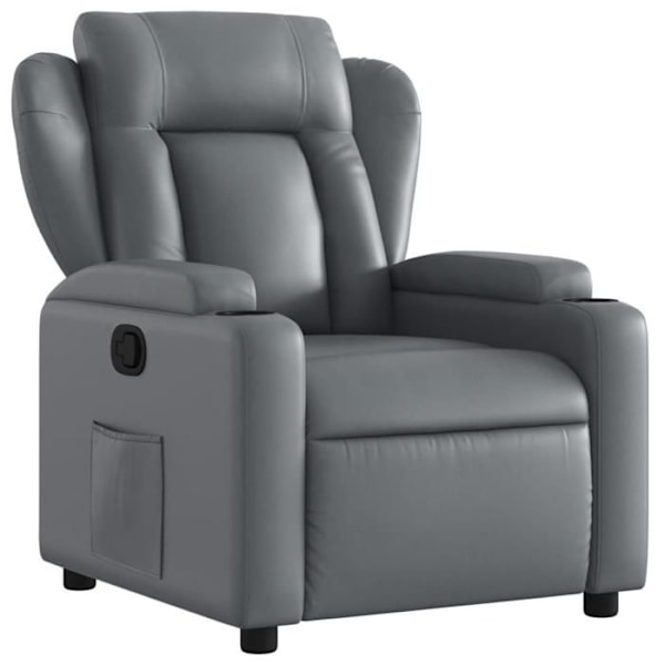 Fauteuil relax TV med komfortabel polstring og manuel hældningsfunktion i grå PVC DEC027978 Grå