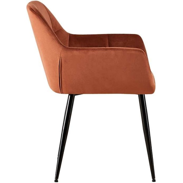 Sæt med 2 retro design spisestuestole med dekorative kvadratiske syninger, samt brunt velour sæde 10_0001532 kastanj