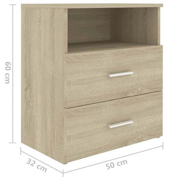 Sæt med 2 natborde med skuffer og åben afdeling 50 x 32 x 60 cm ingeniørtræ farve eg DEC035292 kastanj