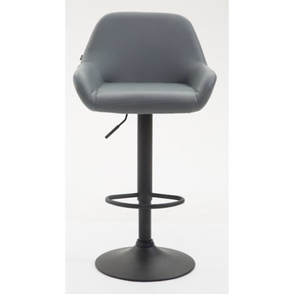 Sæt af 2 moderne og komfortable barstole i grå syntetisk materiale med sorte metaltrumpetben.