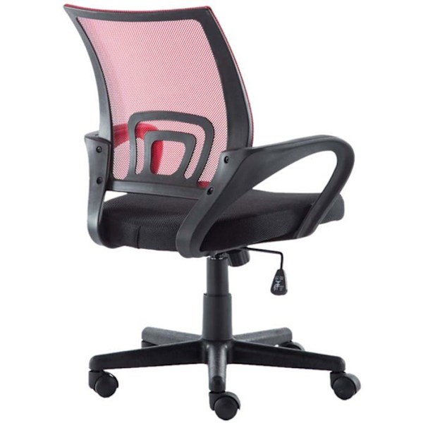 Justerbart kontor stol med hjul i rød nylon mesh 10_0002498 Röd