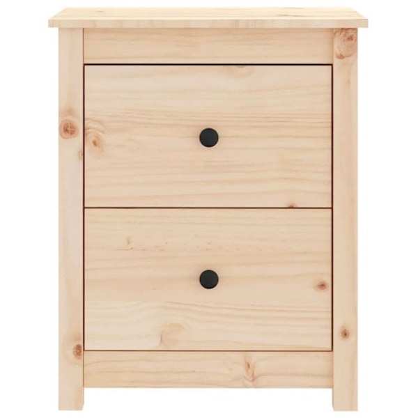 Sängbord med lådor 50 x 35 x 61,5 cm massiv obehandlad furu DEC033075 kastanj