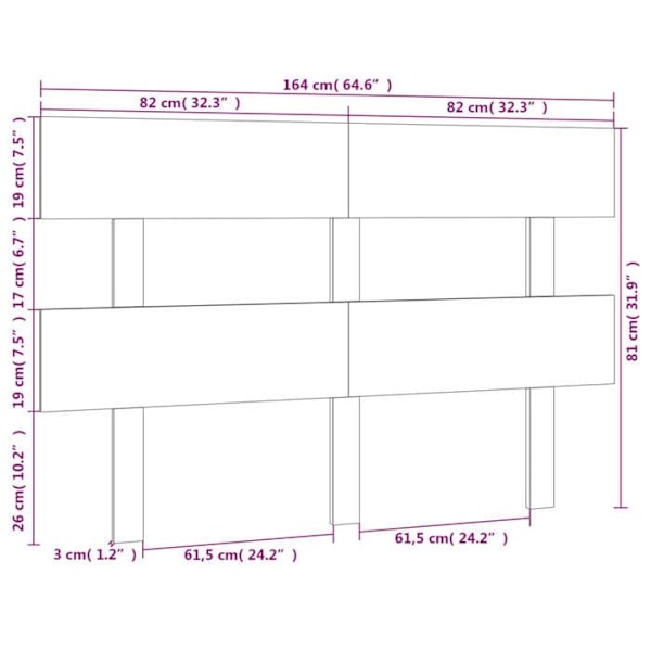 Sänggavel tillbehör säng sovrum möbel 164 x 3 x 81 svart furu