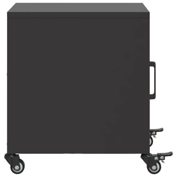Sæt af 2 natborde med hjul og skab med dør 36 x 39 x 43,5 cm sort stål DEC035479 Svart