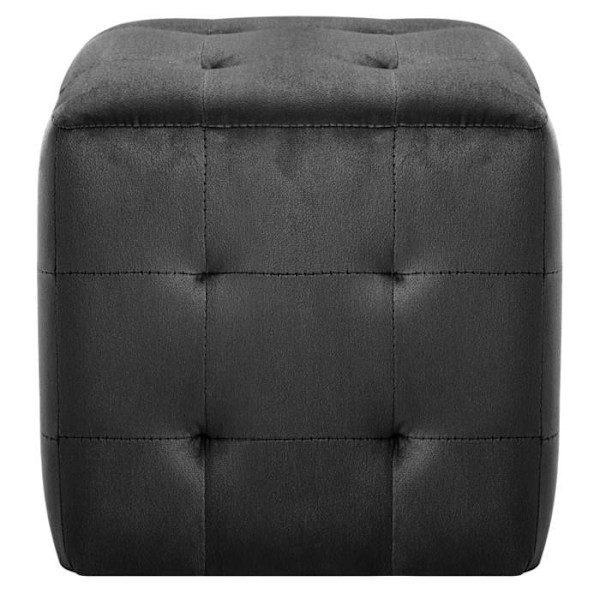 Sæt med 2 taburetter poufs med ben 30 x 30 x 30 cm sort fløjlsstof med knap DEC032759 Svart