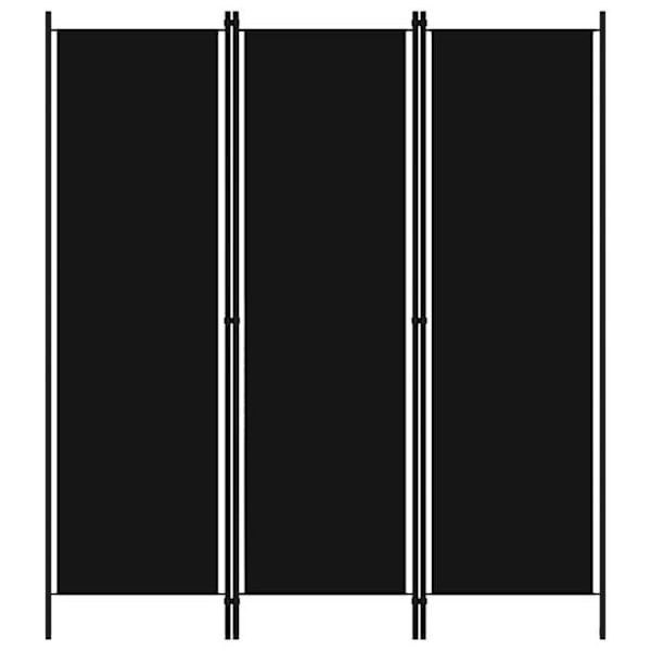 Kolme paneelia sisältävä mustasta kankaasta ja raudasta valmistettu huoneenjakaja 150 x 180 cm DEC030798 Svart