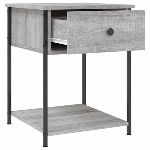 2 kpl yöpöytiä vetolaatikolla ja hyllyllä 44 x 45 x 58 cm insinööripuutavaraa harmaa DEC035742 kastanj