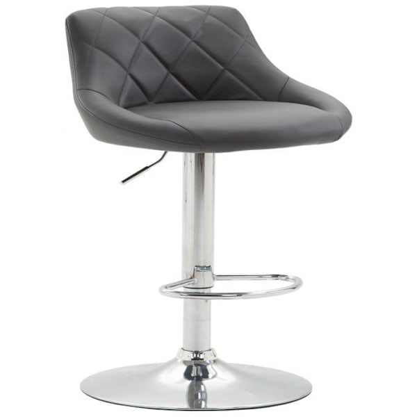 Barstol hög x 1 med dekorativa sömmar sits i grå PVC metallben 10_0005082 Grå