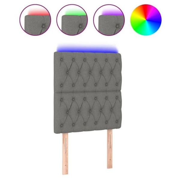 Hovedgærde til soveværelse med LED-møbel 80 x 7 x 118/128 mørkegråt stof